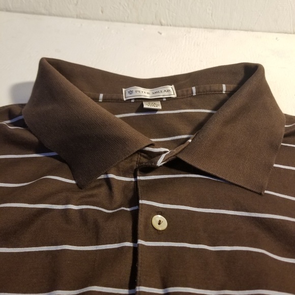 Peter Millar Men's Size XXL Brown/Blue Striped - Picture 2 of 8